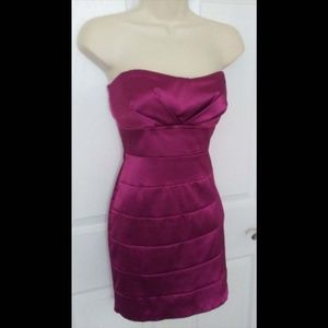 Forever 21 strapless satin fuchsia dress, Small